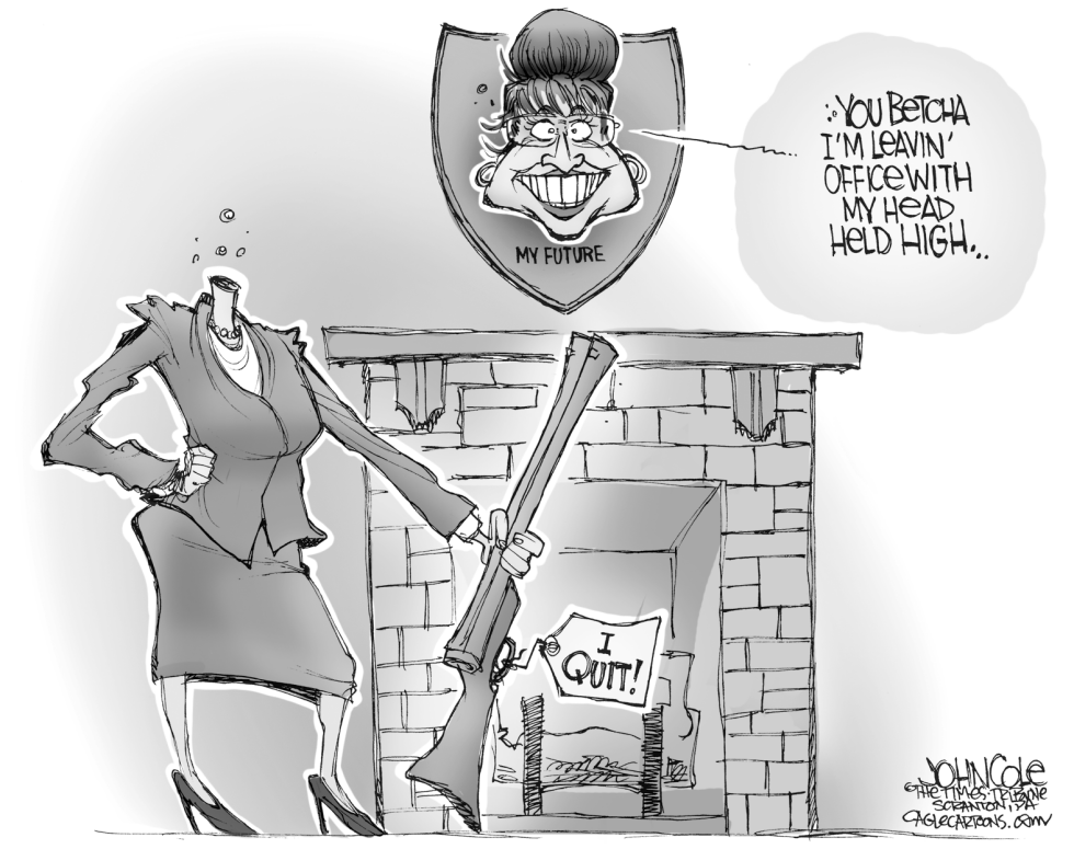 Palin holds her head high BW