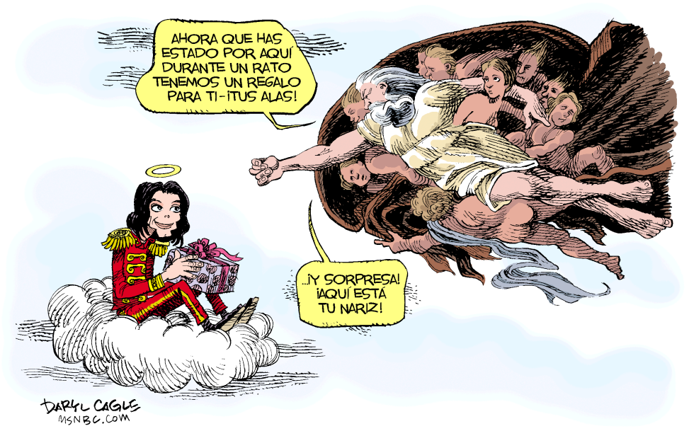  MICHAEL JACKSON EN EL CIELO Y DIOS  by Daryl Cagle