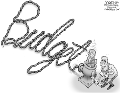 STATE PA  RENDELL BUDGET SAUSAGE BW by John Cole