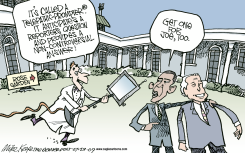 TELEPATHIC PROMPTER  by Mike Keefe