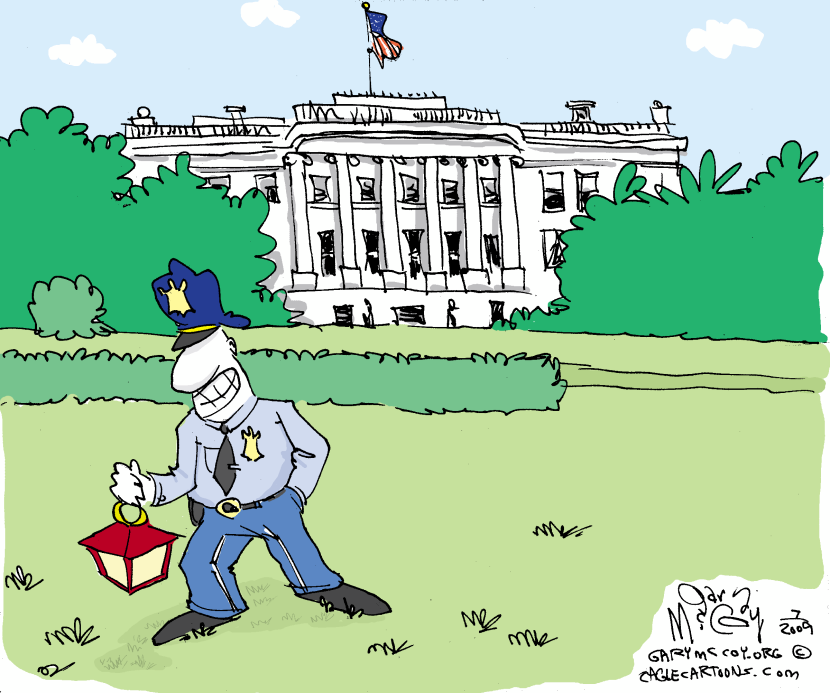 Obamas Lawn Cop COLOR