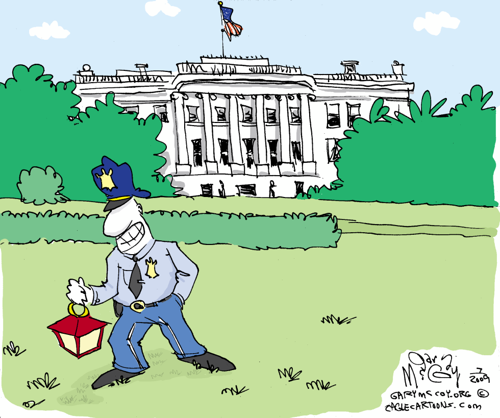 Obamas Lawn Cop COLOR