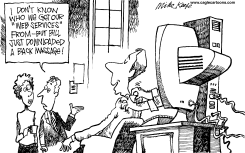 BROAD BAND BACK RUB by Mike Keefe