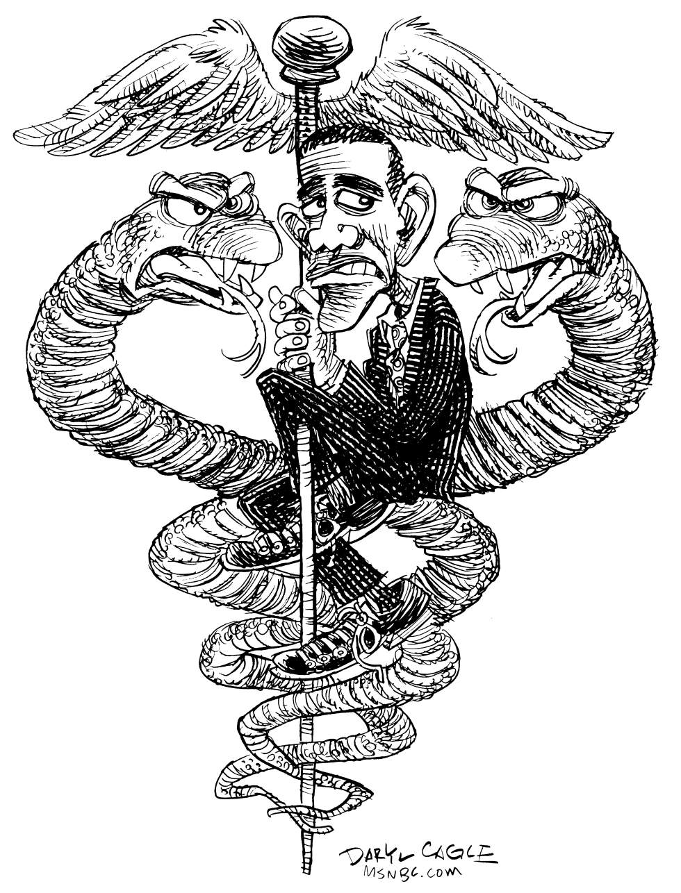  HEALTHCARE DEBATE THREATENS OBAMA by Daryl Cagle