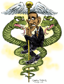 HEALTHCARE DEBATE THREATENS OBAMA by Daryl Cagle