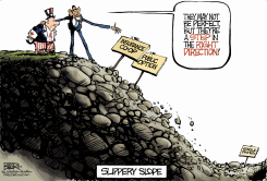 SLIPPERY SLOPE OF HEALTH CARE  by Nate Beeler