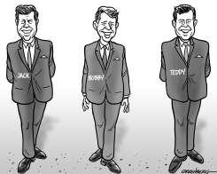 KENNEDY BROTHERS CARICATURE BW by Steve Greenberg