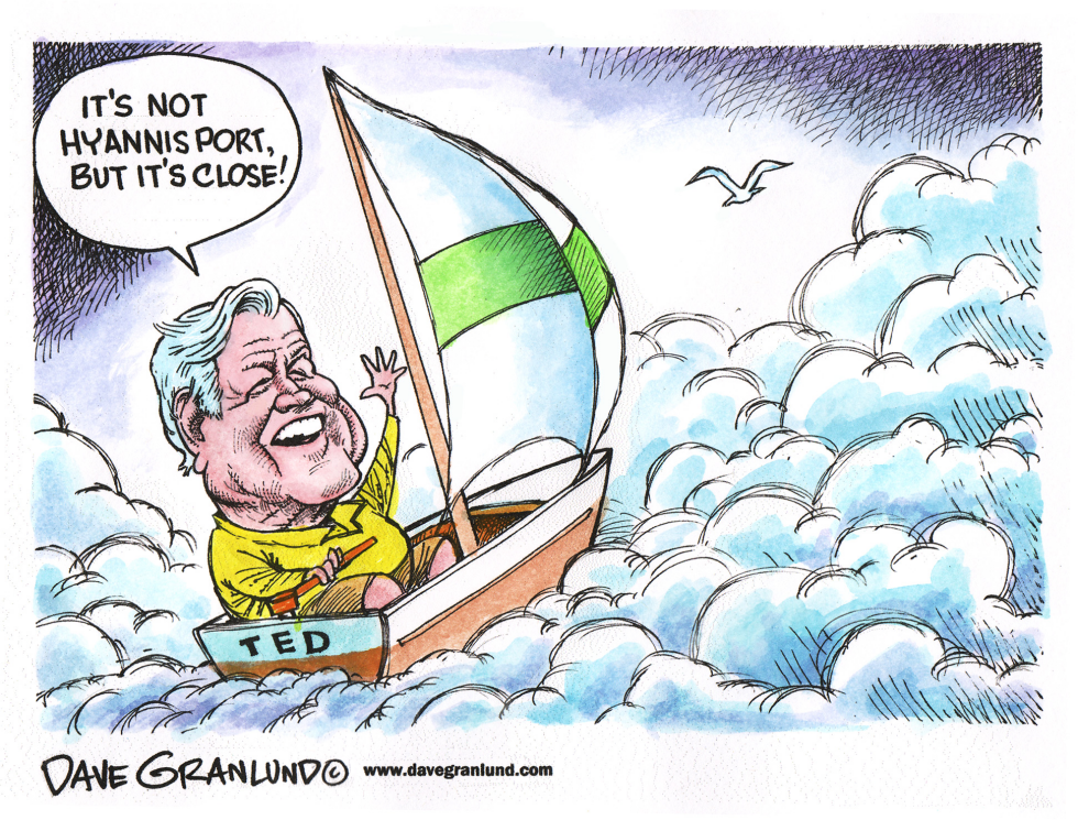  TED KENNEDY SAILS OFF by Dave Granlund