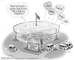 SWINE FLU GOES TO SCHOOL BW by John Cole