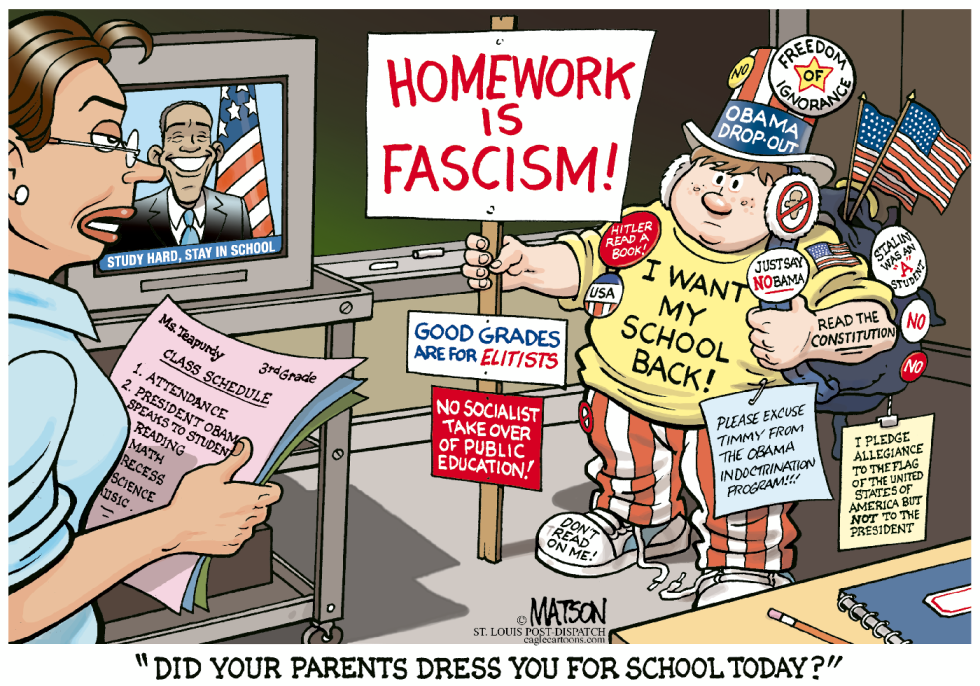 Student Protests Obama's Message-COLOR