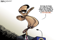 DISTORSIONES DEL SISTEMA DE CUIDADO DE LA SALUD DE OBAMA /  by Nate Beeler