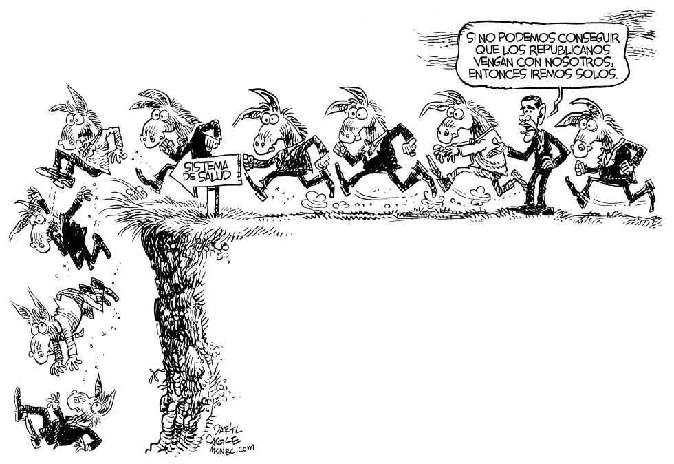  LOS LEMMINGS DEL SISTEMA DE SALUD DE OBAMA by Daryl Cagle