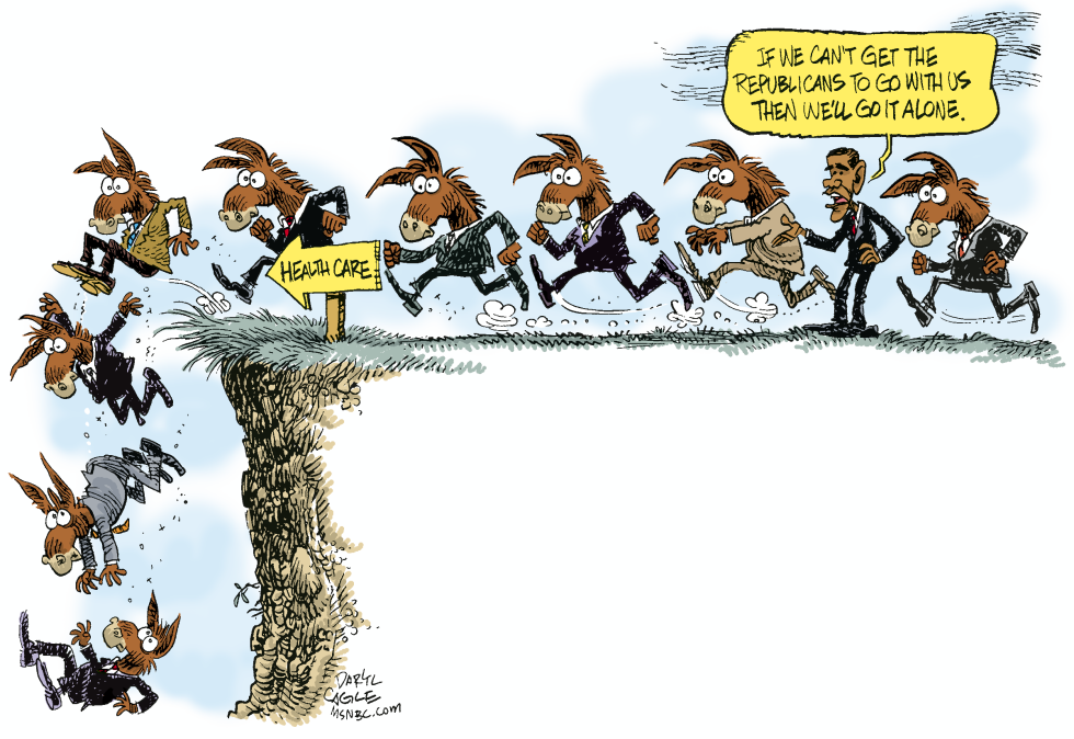  OBAMA HEALTHCARE LEMMINGS  by Daryl Cagle