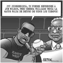 KANYE WEST PROTESTA EN LA CAMARA POR LA REPRIMENDA A JOE WILSON by R.J. Matson