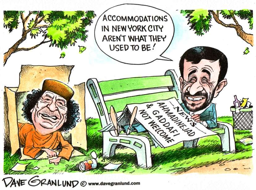 Gaddafi and Ahmadinejad not welcome