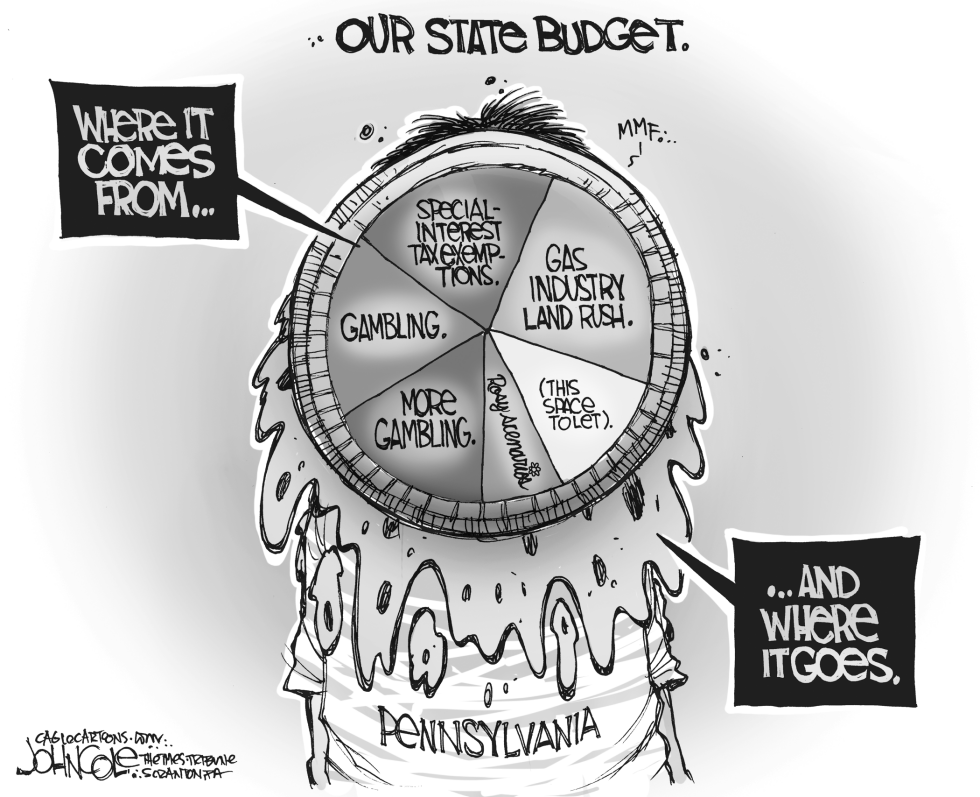 PA TOON -- Pennsylvania finally gets a budget BW