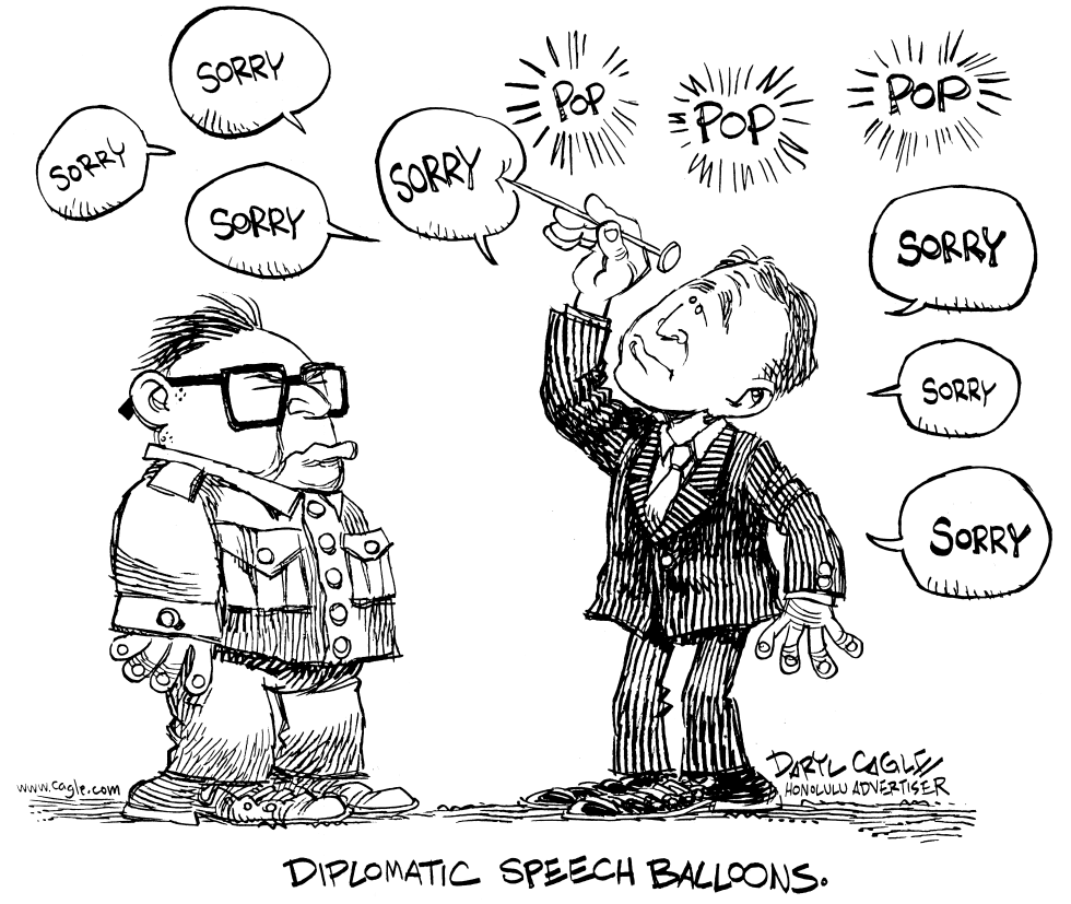  CHINA SORRY BALLOONS by Daryl Cagle