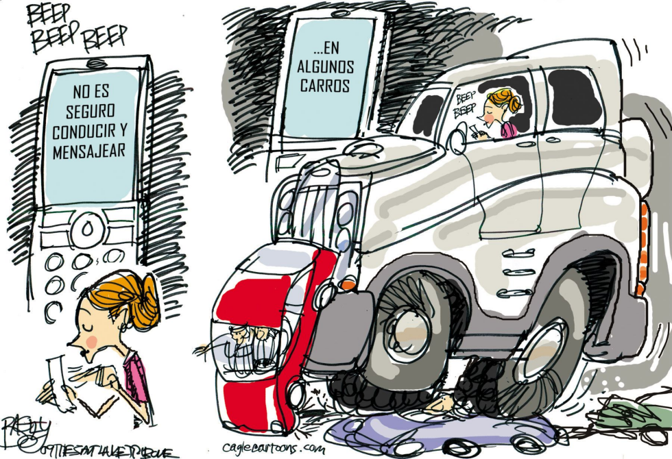  MENSAJEANDO EN EL CARRO  by Pat Bagley