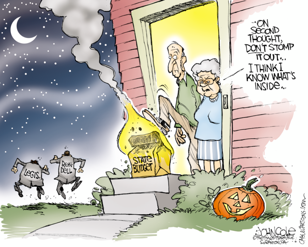 PA TOON -- Flaming bag of budget COLOR
