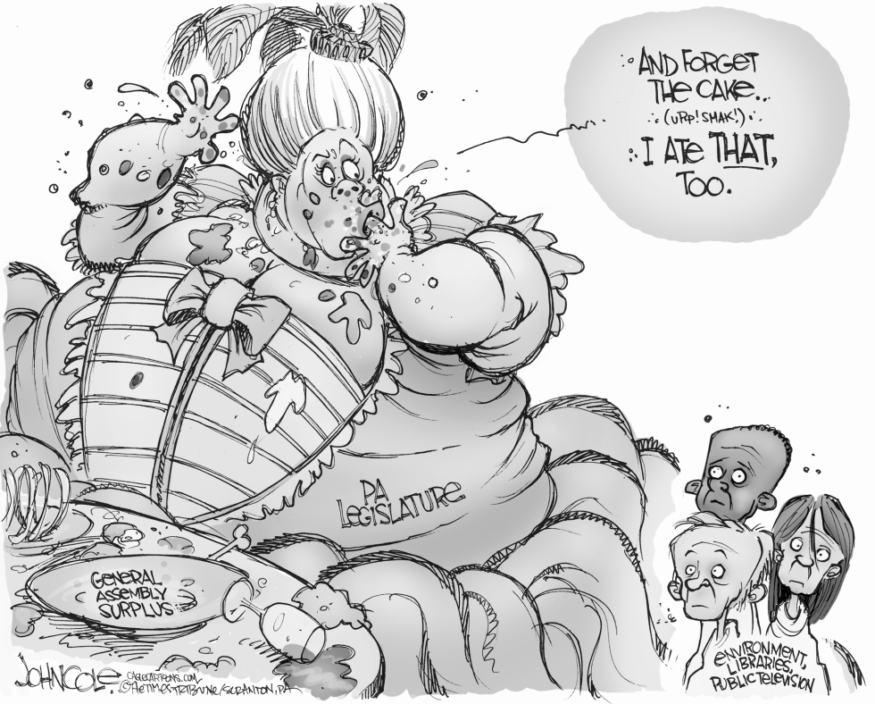 PA TOON -- PA legislative surplus BW