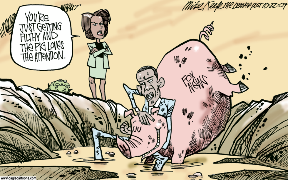 Obama Wrestles Fox COLOR