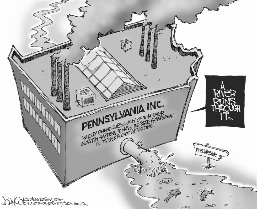 PA TOON -- Polluted waterways BW