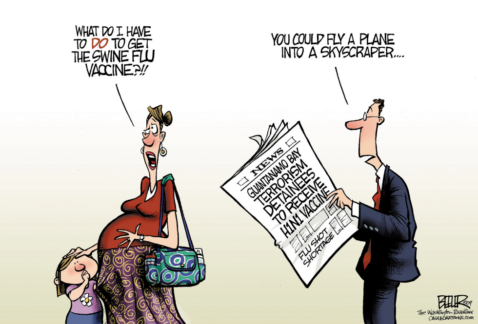  FLU SHOTS FOR TERRORISTS by Nate Beeler