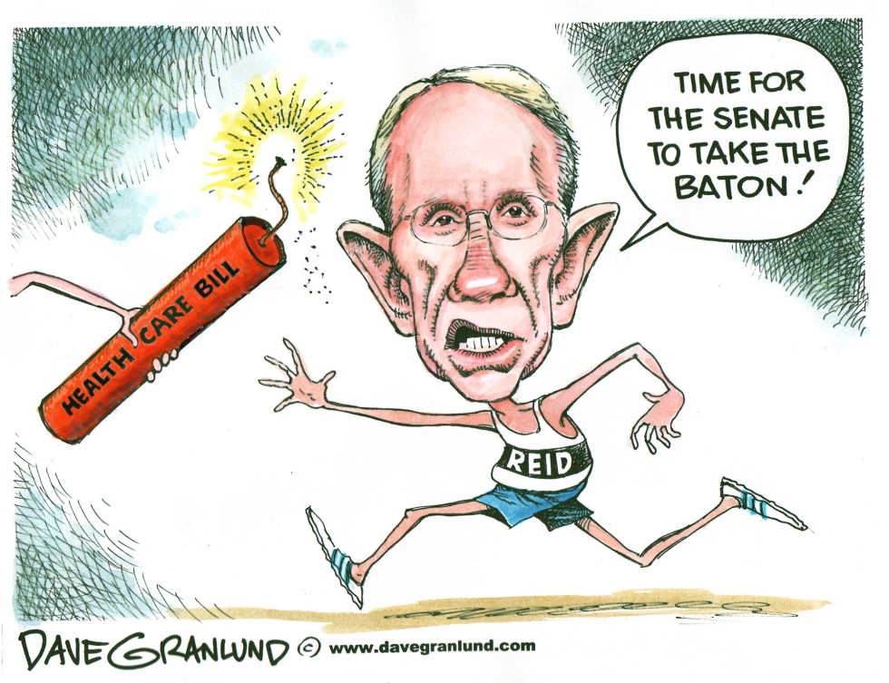  HEALTHCARE BILL AND SENATE BATON by Dave Granlund