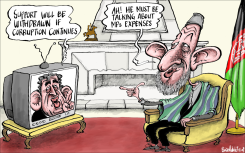 GORDON BROWN WARNS HAMID KARSAI by Brian Adcock