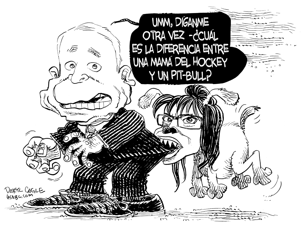  SARAH PALIN Y EL PIT BULL PICARO MCCAIN by Daryl Cagle