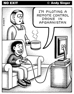 CHILD PILOTS REMOTE CONTROL DRONE by Andy Singer