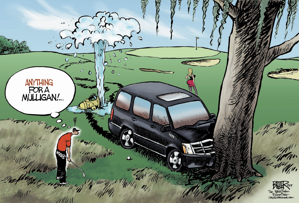  TIGER WOODS CRASH by Nate Beeler