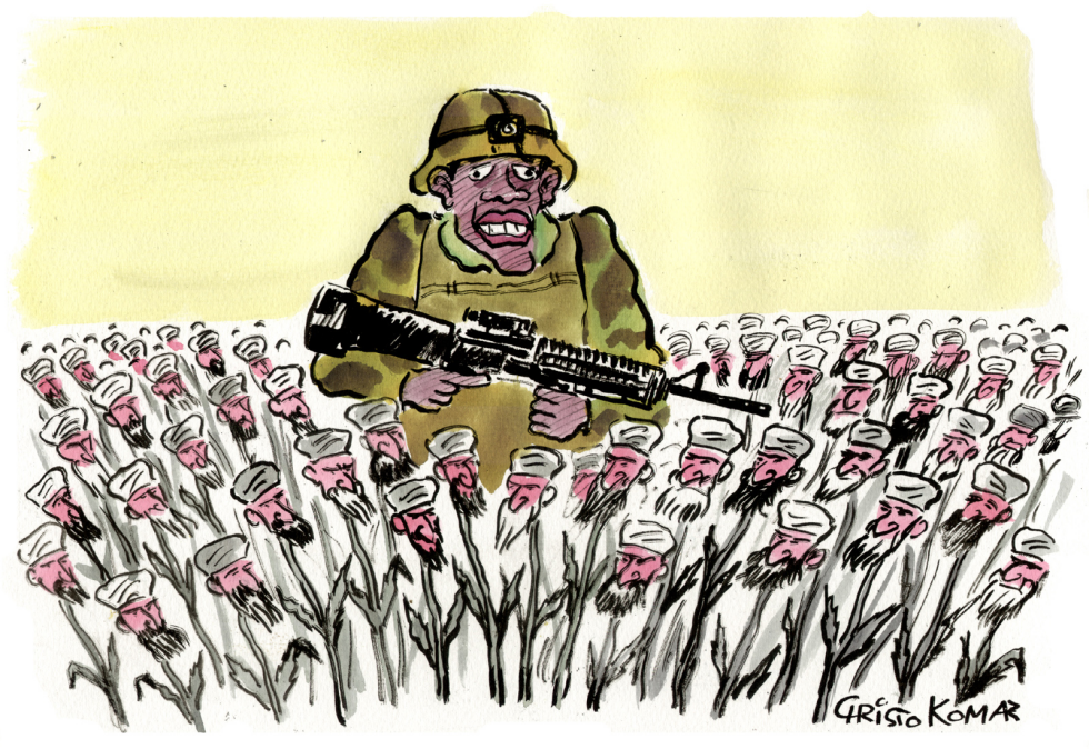  OBAMA IN A TALIBAN POPPY FIELD  by Christo Komarnitski