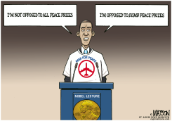 OBAMA OPPOSED TO DUMB PEACE PRIZES by R.J. Matson