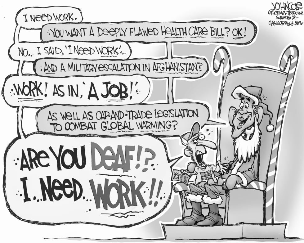 Santa Obamas lap BW