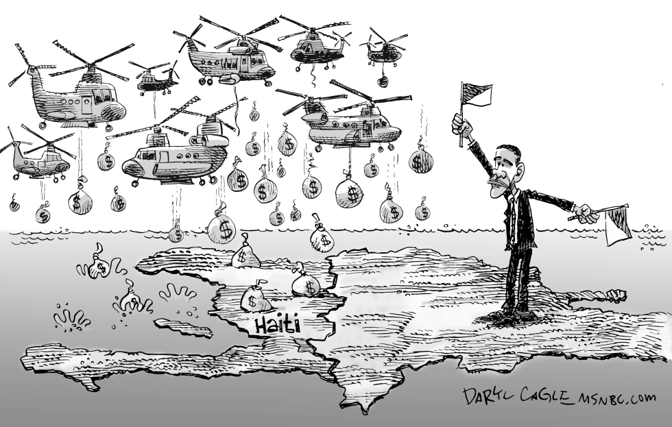  OBAMA Y HAITI by Daryl Cagle