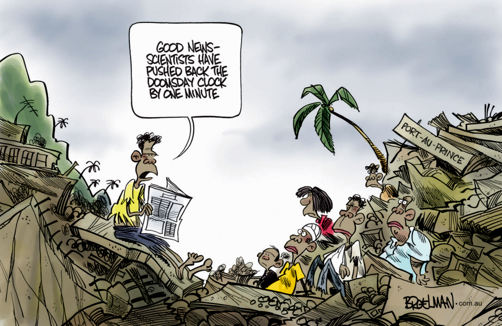 Haiti Doomsday clock wound back