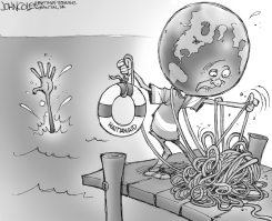 HAITIAN AID DELAYED BW by John Cole