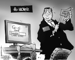 CHINA HACKS GOOGLE BW by John Cole