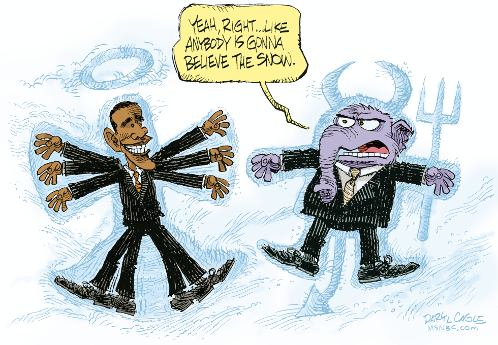 Obama and GOP Snow Angels Color