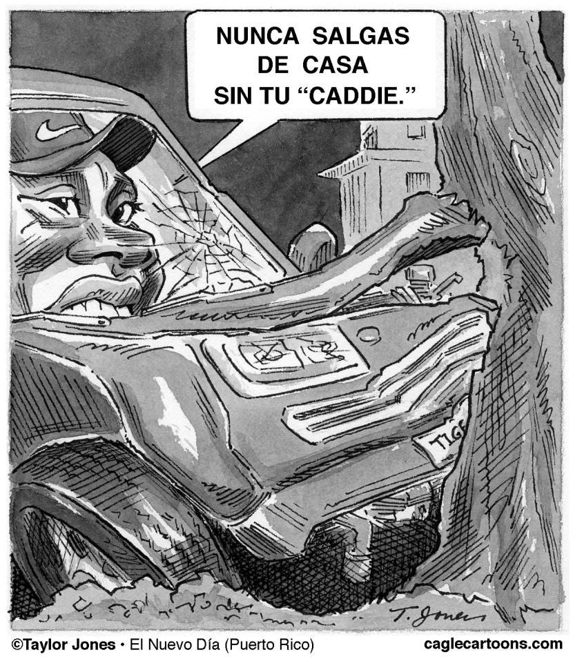 Tiger sin caddie