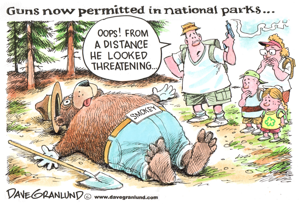  GUNS NOW OK IN NATIONAL PARKS by Dave Granlund