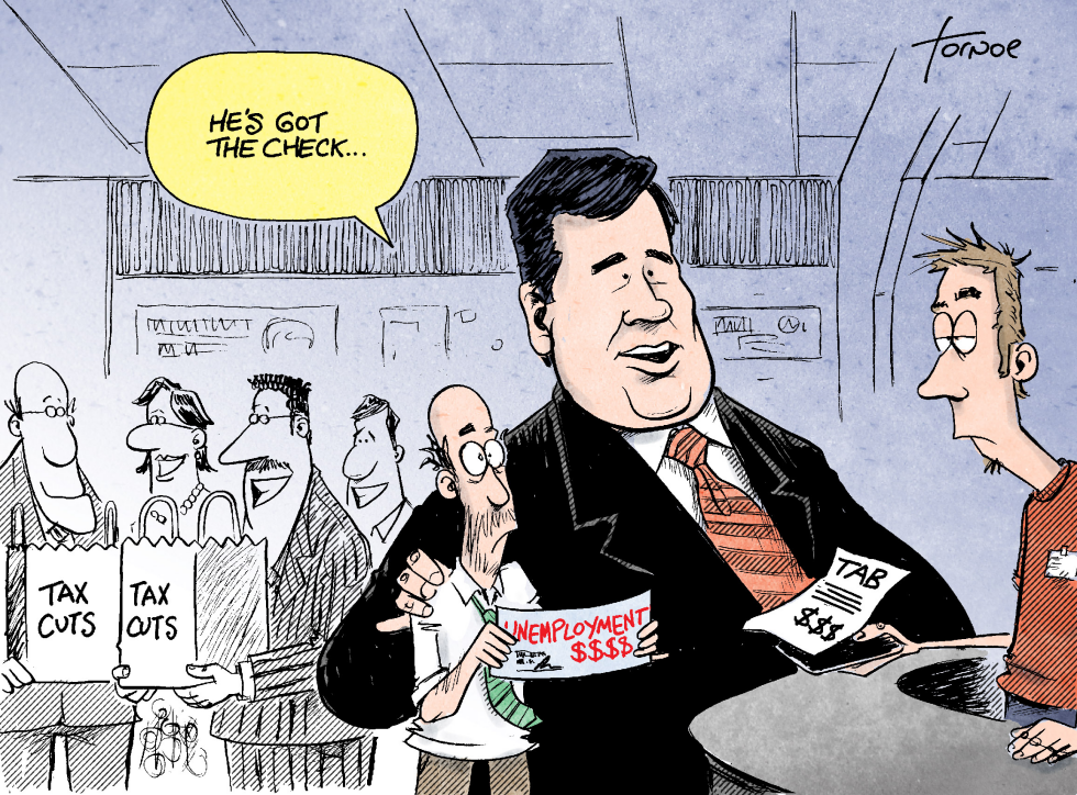 NJ Christie Pays for Tax Cuts with Unemployment