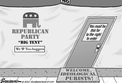 GOP TENT DOOR BW by Steve Greenberg