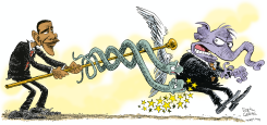 OBAMA HEALTH PLAN BITES  by Daryl Cagle