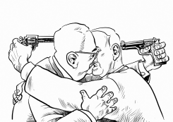 NETANYAHU  ABBAS MAKE UP by Hajo de Reijger