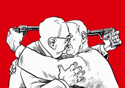 NETANYAHU  ABBAS MAKE UP  by Hajo de Reijger