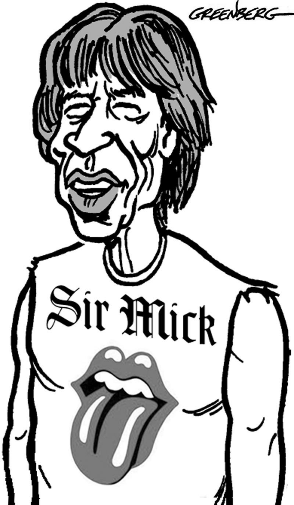 Mick Jagger caricature bw