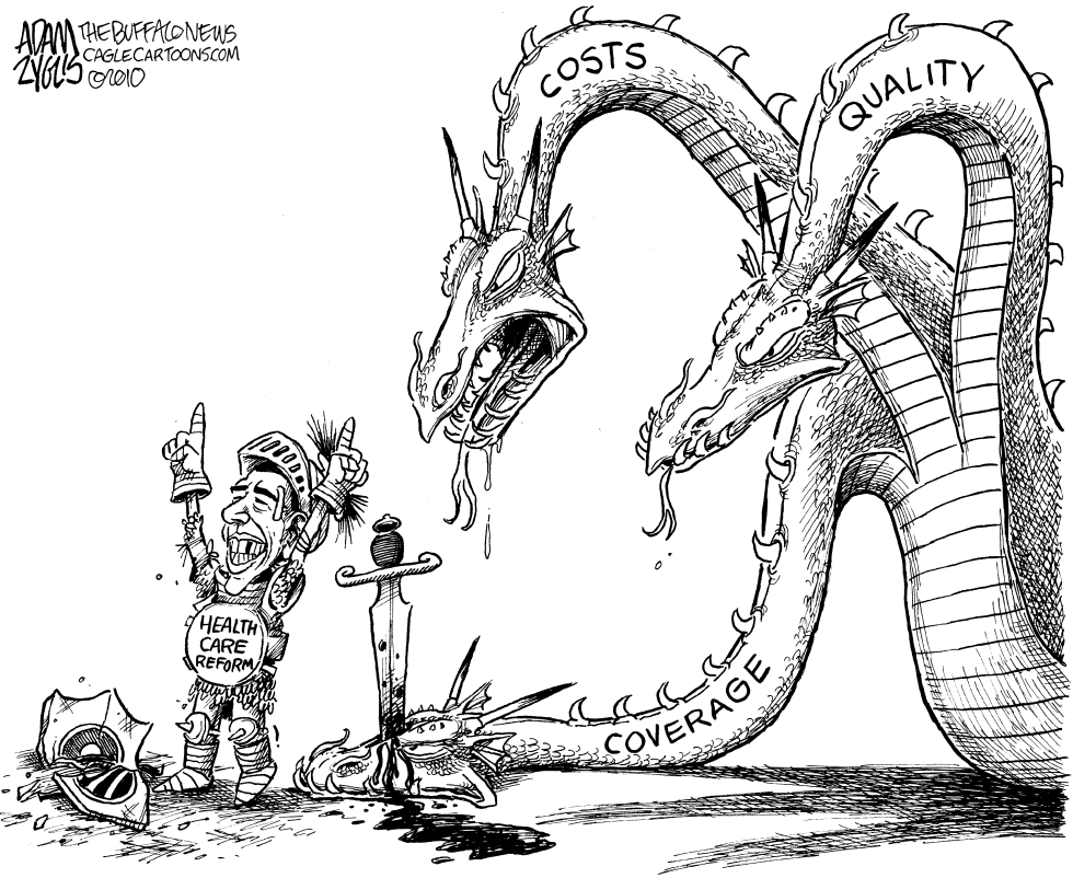  OBAMA SLAYS THE DRAGON by Adam Zyglis