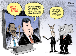 NJ OBAMA CHRISTIE OFFSHORE OIL by Rob Tornoe